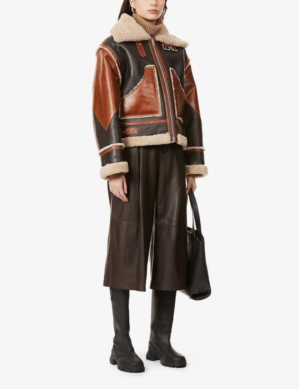 Blouson aviateur femme The Kooples peau mouton cuir hiver-1