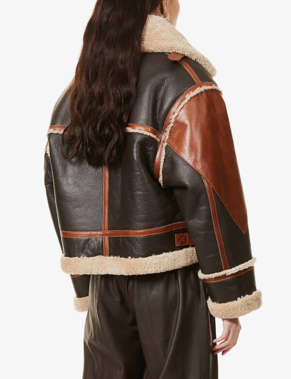 Blouson aviateur femme The Kooples peau mouton cuir hiver-3