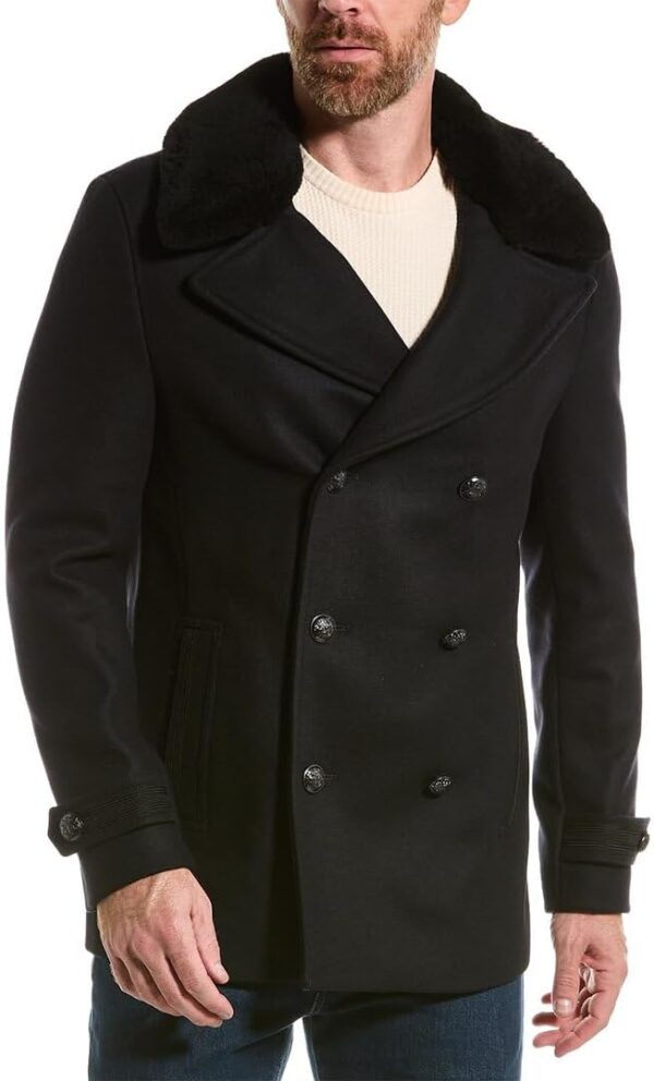 Manteau hiver homme The Kooples laine bleu marine élégant-2