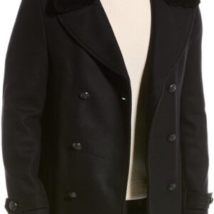 Manteau hiver homme The Kooples laine bleu marine élégant-0