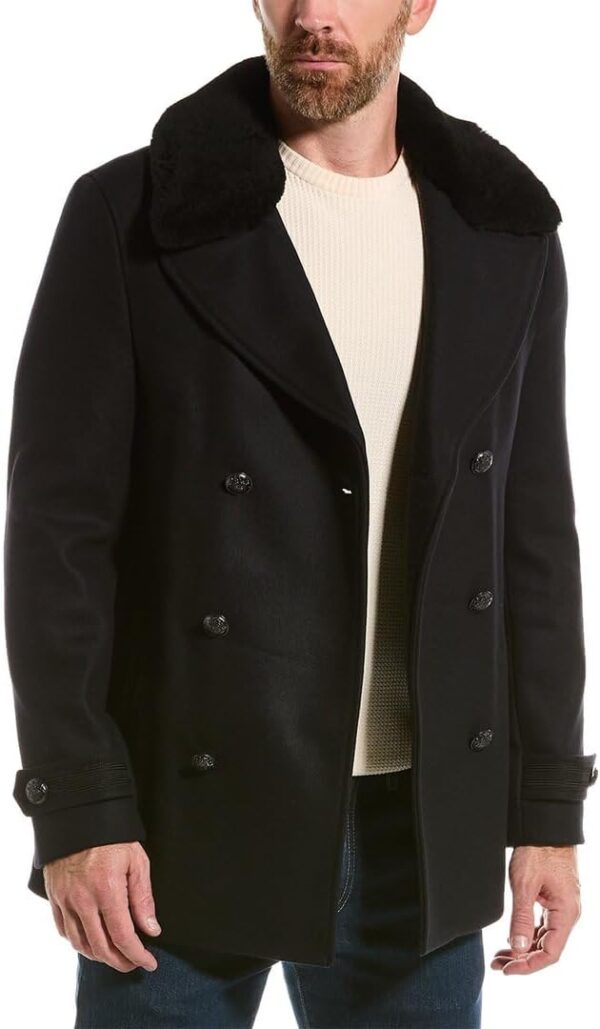 Manteau hiver homme The Kooples laine bleu marine élégant-0