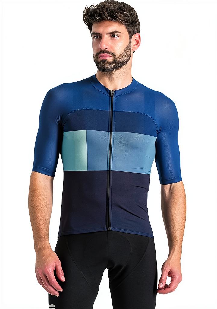 Maillot cyclisme Sportful Bleu Galaxie porté en action