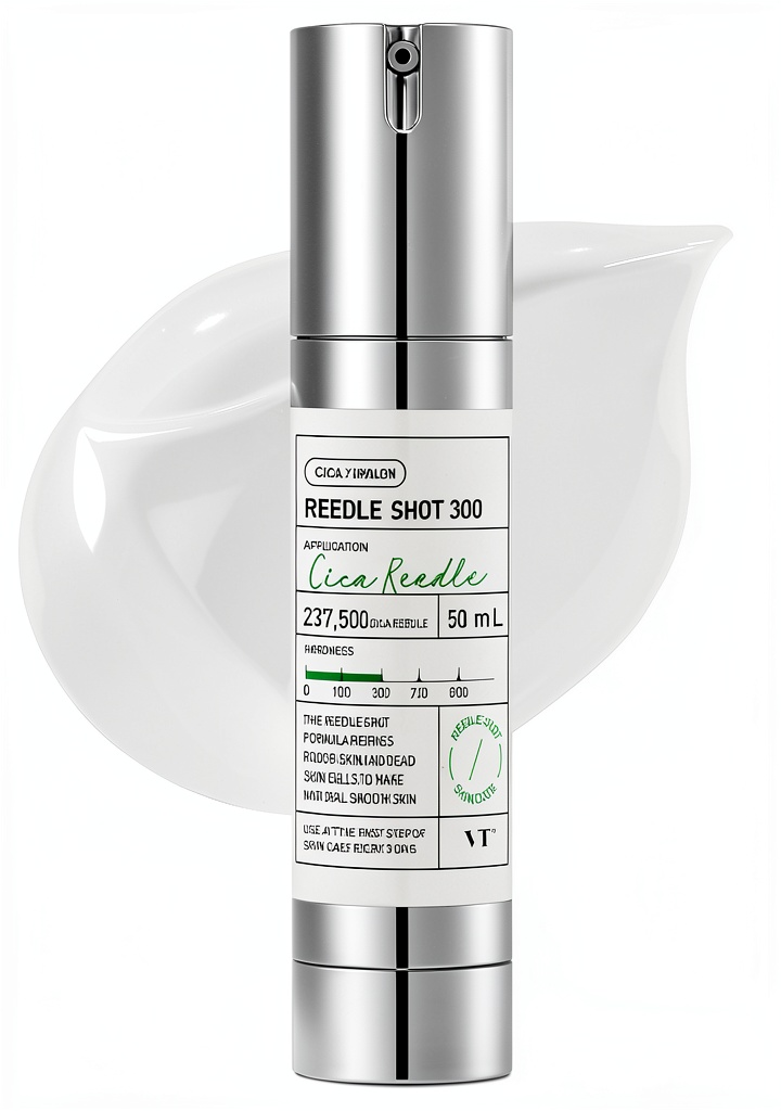 'Application du sérum VT Cosmetics Cica Reedle Shot 300 sur le visage'