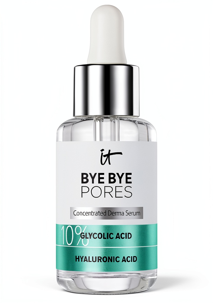 Application du sérum Bye Bye Pores IT Cosmetics sur une peau propre
