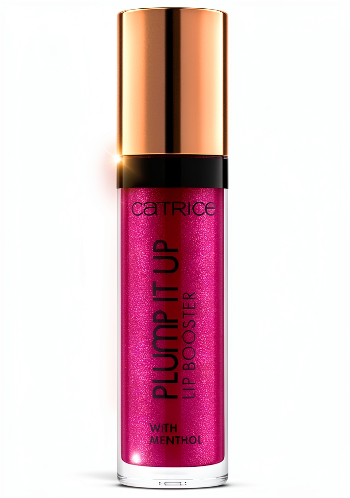 'Application du gloss Catrice sur les lèvres pour un effet volumateur'
