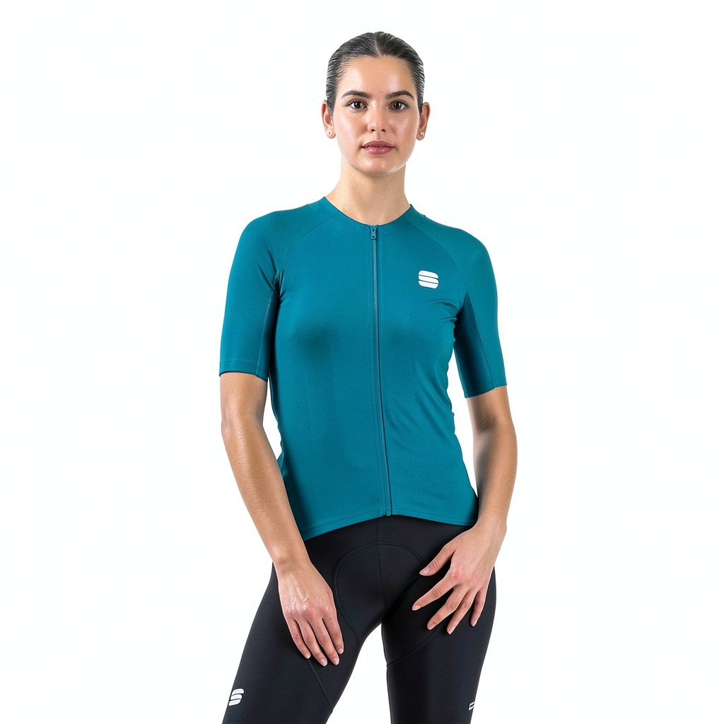 Femme portant le maillot Sportful Matchy lors d'une sortie à vélo