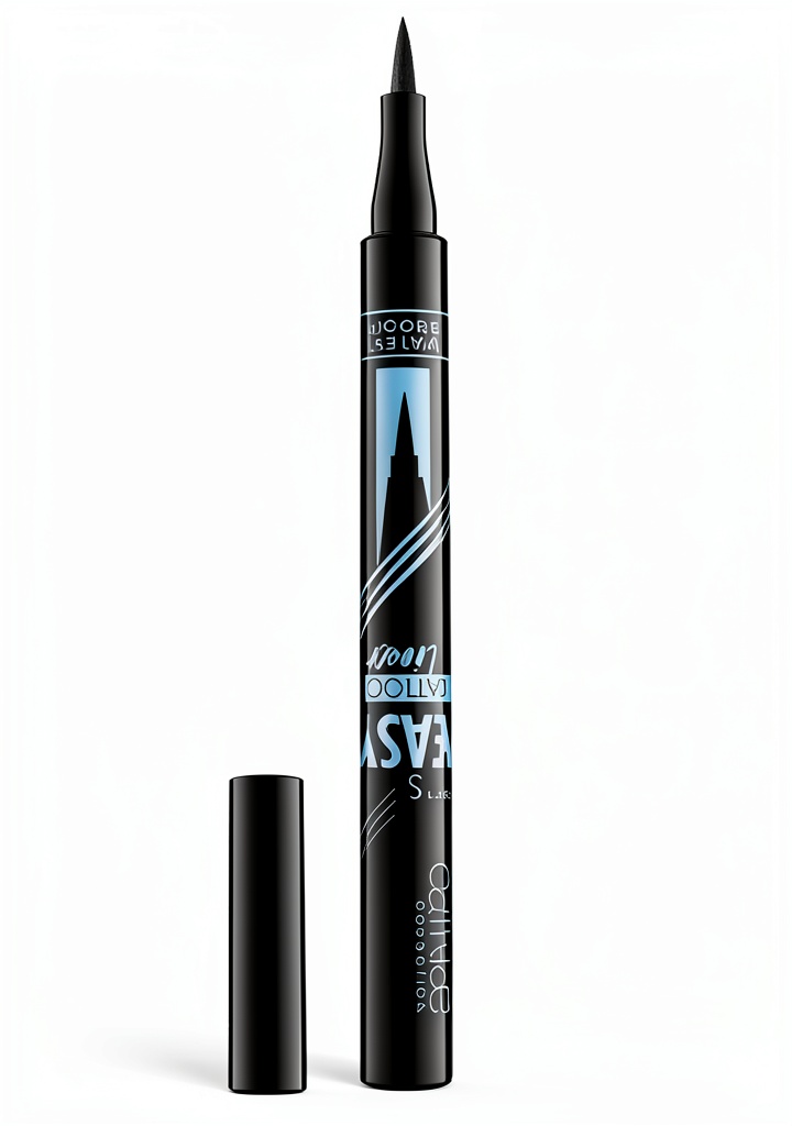 Application de l'eyeliner liquide Catrice sur la paupière