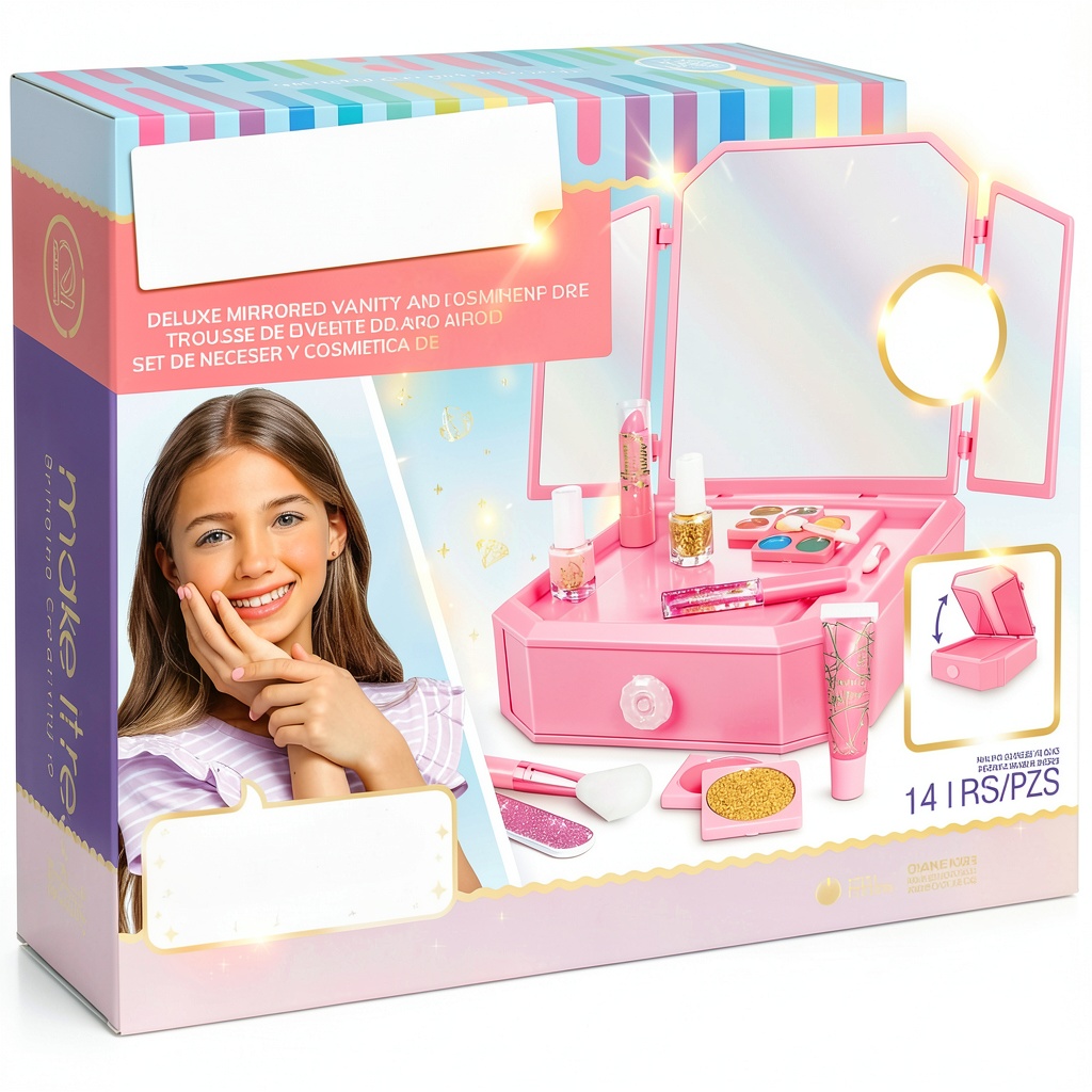 Vanité miroir Make It Real avec tous ses accessoires de maquillage