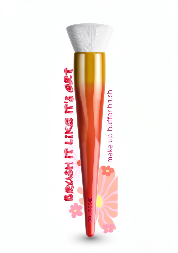 'Pinceau buffer Essence appliquant du fond de teint sur la peau'
