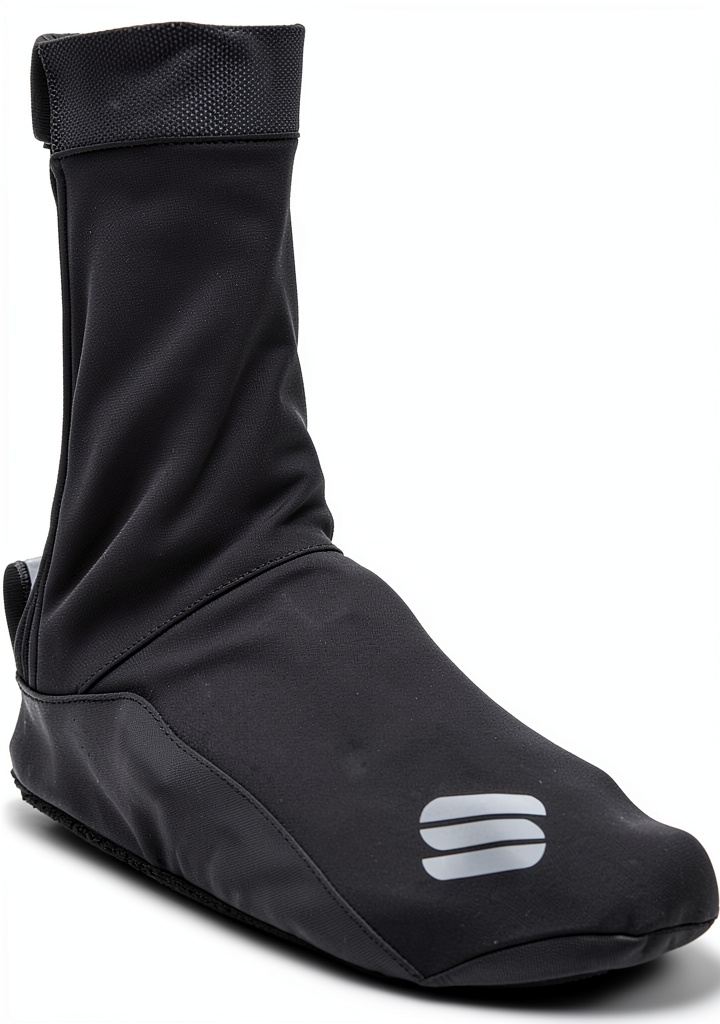 Bottines thermiques Sportful en néoprène noir sur un sentier de montagne