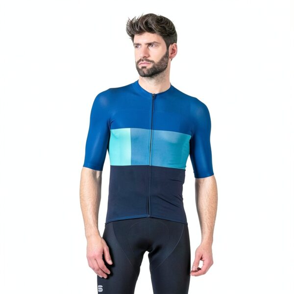 Sportful Maillot Cycliste Homme Bleu Galaxie Ajusté Tissu Stretch-0