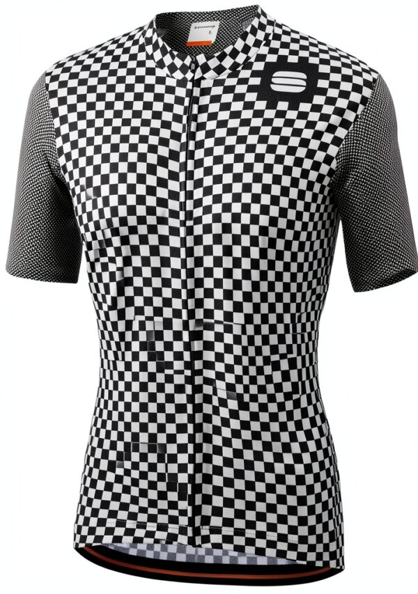 Maillot de cyclisme Sportful Checkmate homme blanc noir, col rond-0