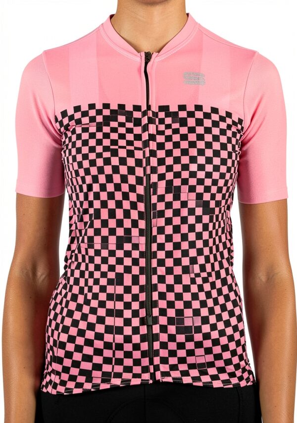 Sportful Checkmate Maillot à Manches Courtes Femme Rose/Noir Taille M-0